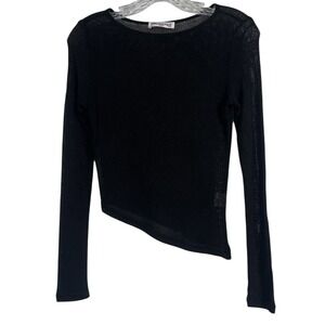 Princess Polly Sz 2 Small US Black Mesh Sweater Open Weave Minimalist Top